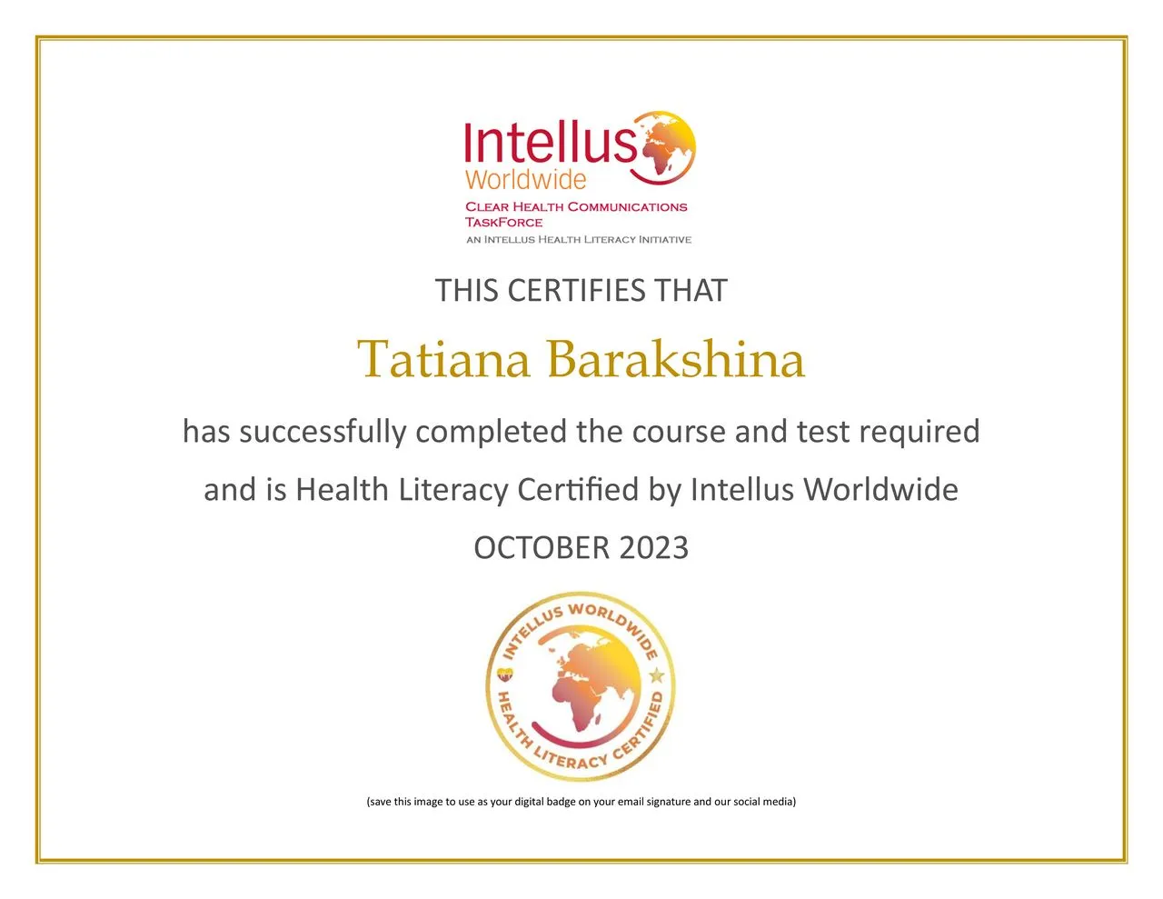 HL-Certificate-Tatiana-Barakshina Tatiana Barakshina HL Certificate